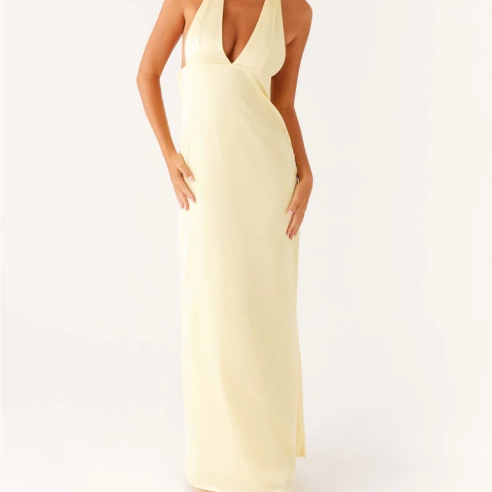 Peppermayo Alicia halter satin maxi dress - yellow - Picture 2 of 2